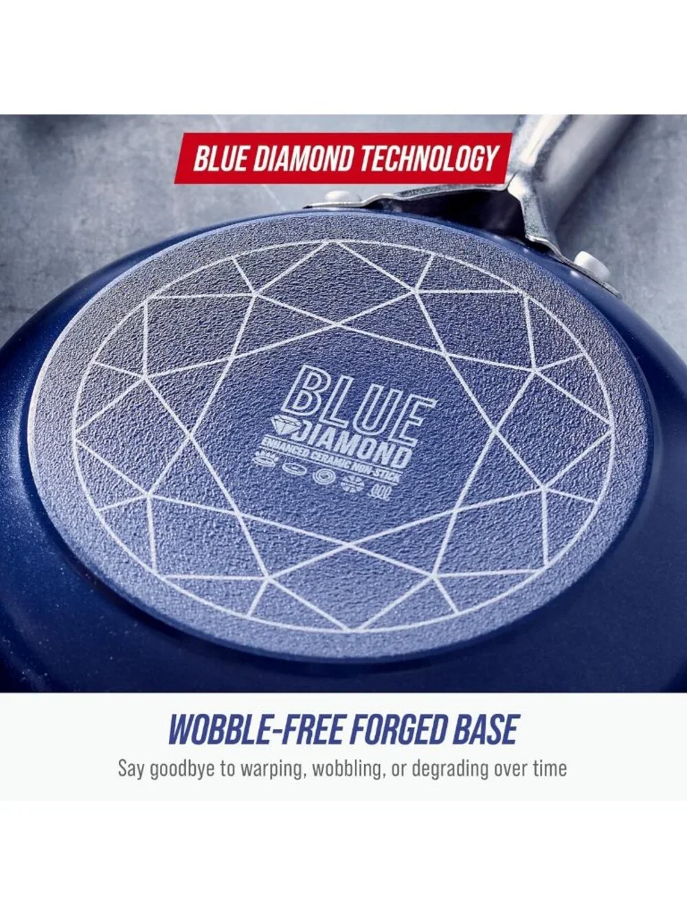 14” Blue Diamond Ceramic Nonstick Frying Pan Skillet - Durable, Easy Clean, Heat